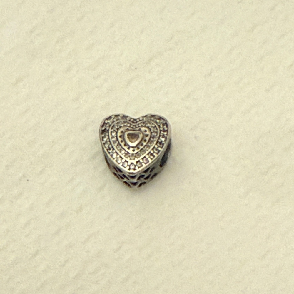 Authentic Pandora Clear Pave Pink Sweet Heart Crystal Charm